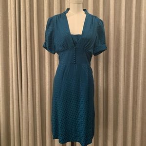 Banana republic turquoise silk polka drop dress